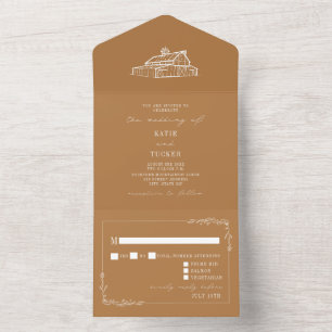 Stall Rustic Goldenrod Wedding RSVP All In One Einladung
