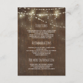 Stall Wood ans String Lights Hochzeitsinformatione Begleitkarte