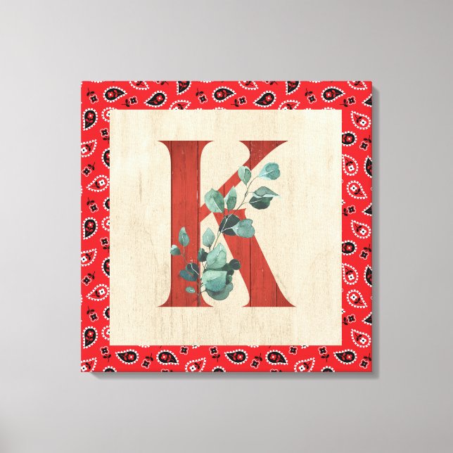 Stall Wood & Bandana Letter K Canvas Print Leinwanddruck (Vorderseite)