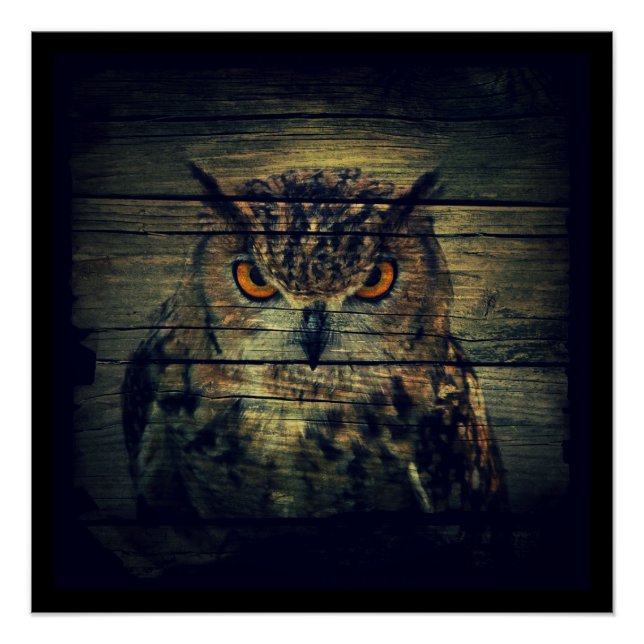 Stall Wood Gothic wild bird Spooky Hoot Uhu Poster (Vorderseite)
