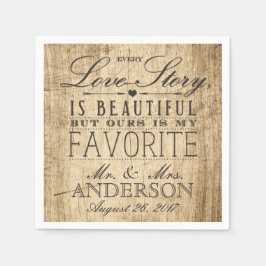 Stall Wood Liebe Story Rustic Wedding Napkin Serviette
