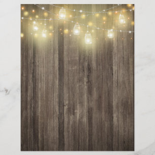 Stall Wood & Mason Jar Lights Scrapbook Papier