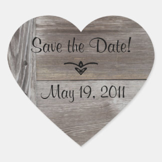 Stall Wood Save the Date Herzklammern Herz-Aufkleber