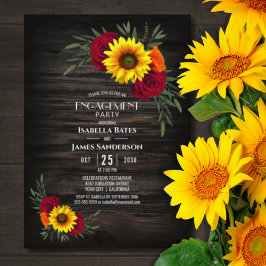 Stall Wood Sonnenblumen Burgund Rose Engagement Pa Einladung