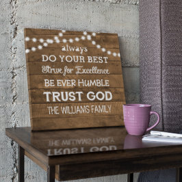 Stall Wood String Lights Personalisiertes Familien Leinwanddruck