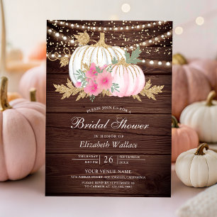Stall Wood White Pumpkin Pink Floral Brautparty  Einladung