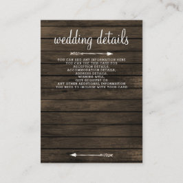 Stallholz Blumenblumen rustikale Hochzeit Begleitkarte