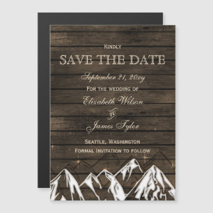 Stallholz Camping Rustikale Berge Save the Date Magneteinladung