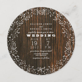 Stallholz + Gipskraut Runde Hochzeit Einladung