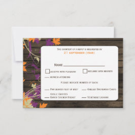Stallholz Rustikale Pflaume Blätter Hochzeit im He RSVP Karte
