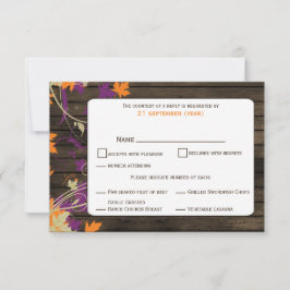 Stallholz Rustikale Pflaume Blätter Hochzeit im He RSVP Karte