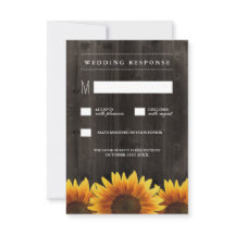Stallholz + Rustikale Sonnenblumen Hochzeitskarte 