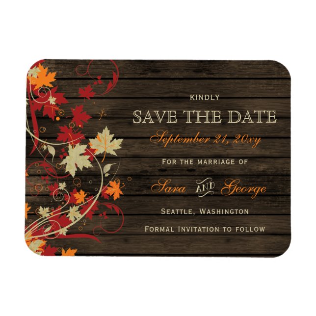 Stallholz Rustische Herbstlaube Hochzeit speichern Magnet (Horizontal)