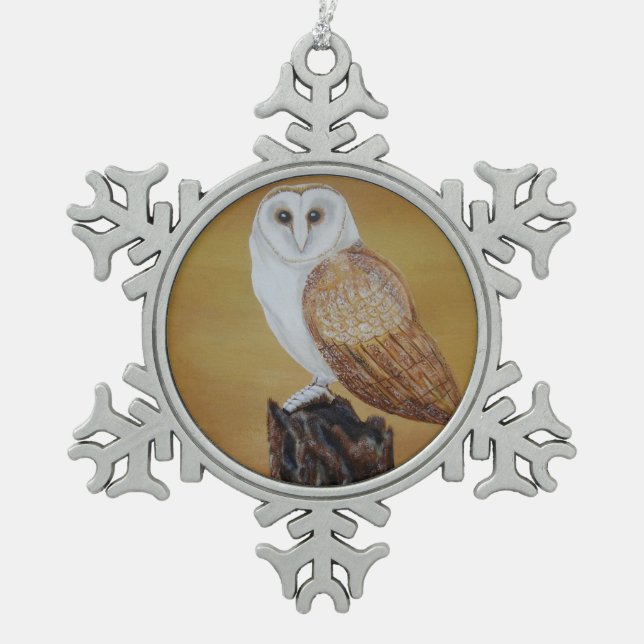 Stallhuhn Schneeflocken Zinn-Ornament (Vorderseite)