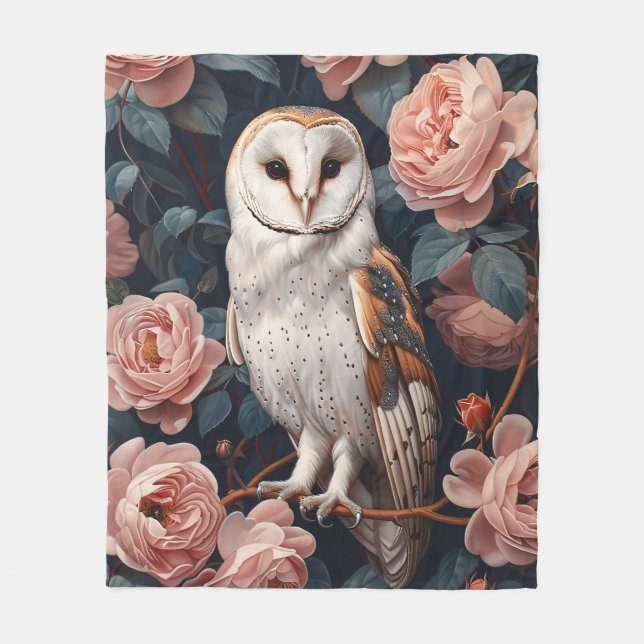 Stallhuhn zwischen rosa Rosen Fleecedecke (Vorderseite)