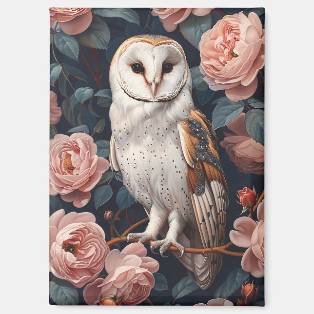 Stallhuhn zwischen rosa Rosen Magnet (Vorderseite)