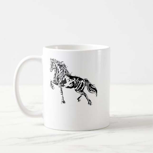 Stallion Horse Motif Elegante Mane Tiere bunt Kaffeetasse (Links)