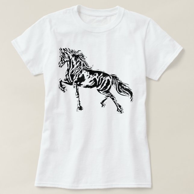 Stallion Horse Motif Elegante Mane Tiere bunt T-Shirt (Design vorne)