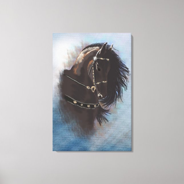Stallion Portrait - Wrapped Canvas Leinwanddruck (Vorderseite)
