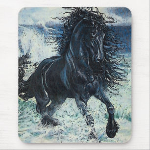 Stallion Schwarzes "des friesischen Sturms", Mousepad