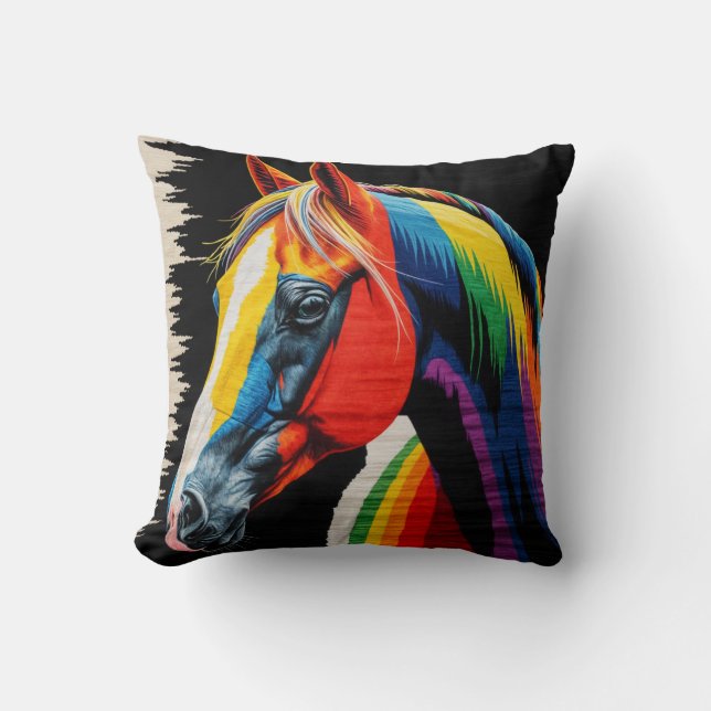 Stallion Spirit" Vintages Pferd Kilim Pillow: Kissen (Vorderseite)