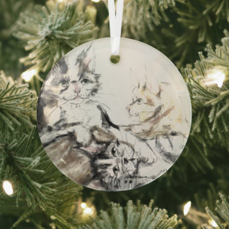 Stallkatzen von Hevener Ornament Aus Glas