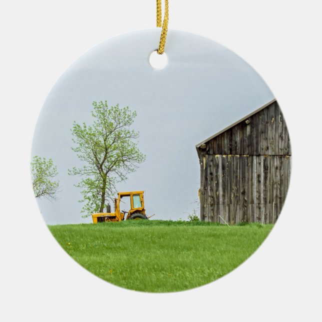 Stallszene mit Traktor Keramikornament (Vorne)