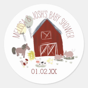 Stalltiere Ballonquasten Baby Shower Favor Runder Aufkleber