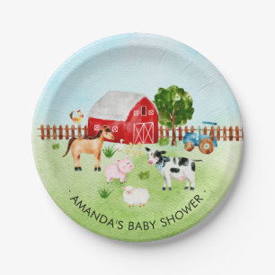 Stalltiere Farm Animals Baby Shower 7" Plättchen Pappteller
