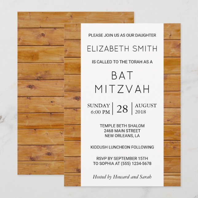 Stallwand, Holzplatten, Rustikales Bat Mitzvah Einladung (Vorne/Hinten)