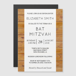Stallwand, Holzplatten, Rustikales Bat Mitzvah Magneteinladung