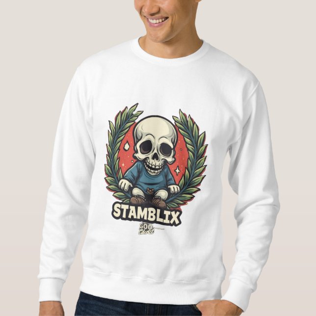 STAMBLIX Skull Graphic Sweater Ausgereiftes Fashi Sweatshirt (Vorderseite)