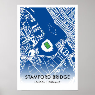 Stamford Bridge Stadium Map - Zuhause des Chelsea Poster
