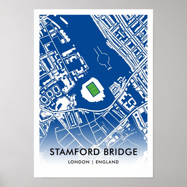 Stamford Bridge Stadium Map - Zuhause des Chelsea  Poster (Vorne)