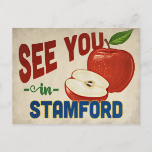 Stamford Connecticut Apple - Vintage Travel Postkarte