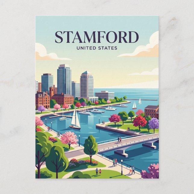 Stamford Connecticut Postkarte (Vorderseite)