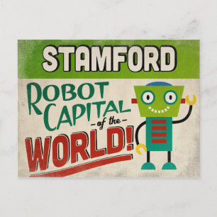 Stamford Connecticut Roboter - Lustige Vintage Postkarte