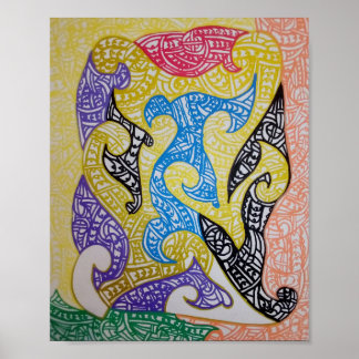 Stamm2 Maori-Kunst von Roger R Whiteside Poster