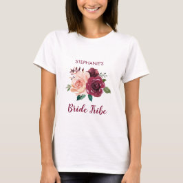 Stamm Bloral Blush Pink Burgund Rose T-Shirt