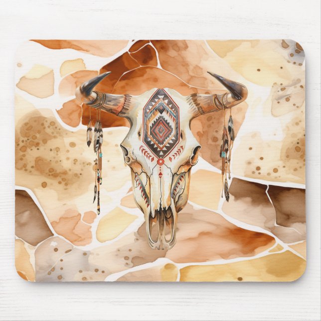 Stamm-Bull-Horns-Skull Mousepad (Vorne)