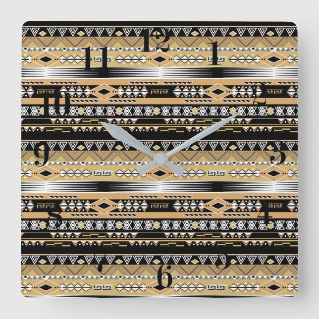 Stamm, ethnisch, verziert quadratische wanduhr (Vorderseite)