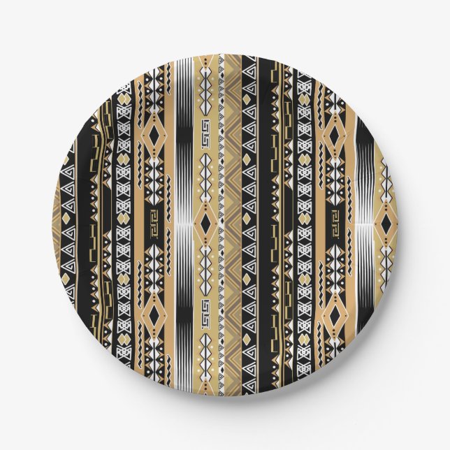Stamm-, Ethnisch-, Zierbadehandtuch-Set Pappteller (Vorderseite)
