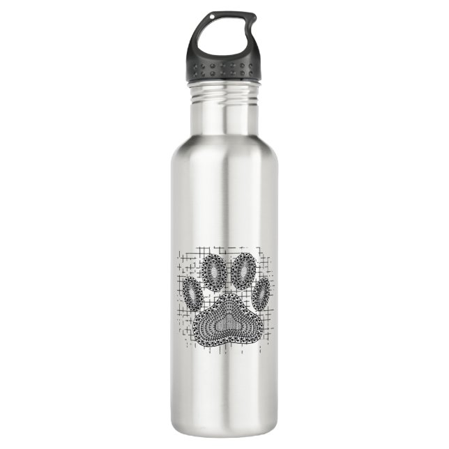 Stamm-Hund-Druck auf einem beschädigten Hintergrun Edelstahlflasche (Vorderseite)