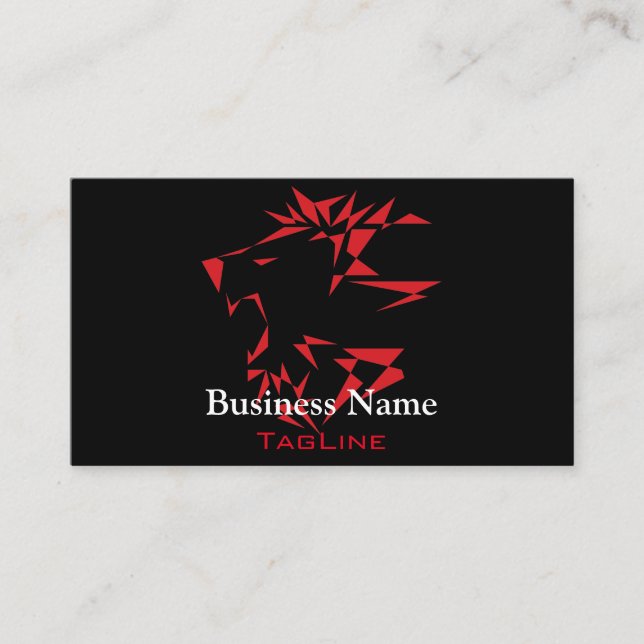 Stamm Roar Lion Red auf Black Business Card Visitenkarte (Vorderseite)