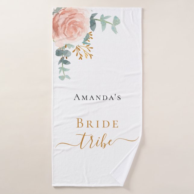 Stamm Rose Goldblume Eukalyptus Grünpflanzen Badhandtuch Set (Badehandtuch)