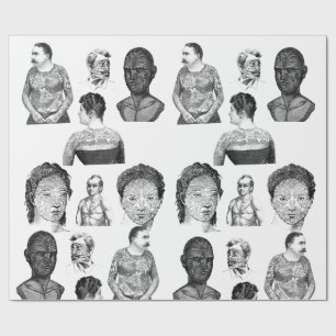 Stamm Tattoos Menschen Portraits Art Illustrations Geschenkpapier