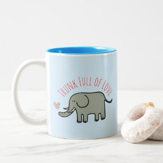 Stamm voller Liebe Süßer Elefant Doodle Zweifarbige Tasse