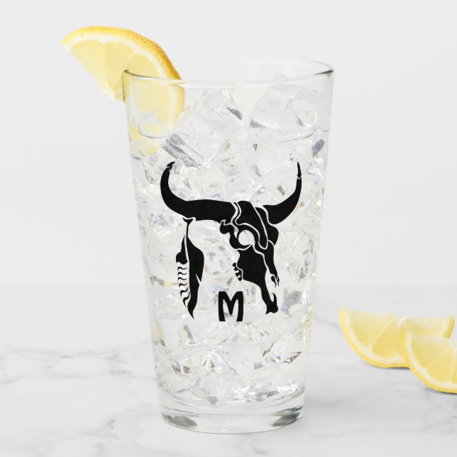 Stammanwurzelschädel mit schwarzer Feder Glas (Vorderseite Ice)