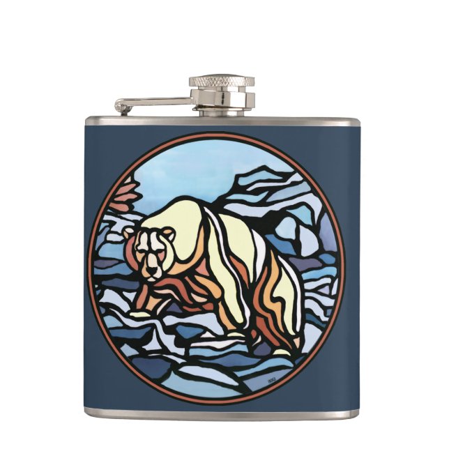 Stammbärenflasche mit individueller Bärentrinkflas Flachmann (Vorderseite)