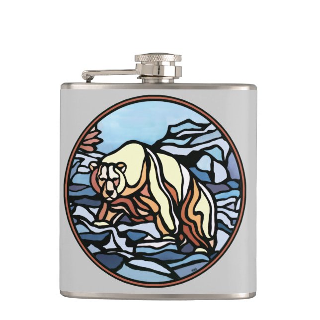 Stammbärenflasche mit individueller Bärentrinkflas Flachmann (Vorderseite)